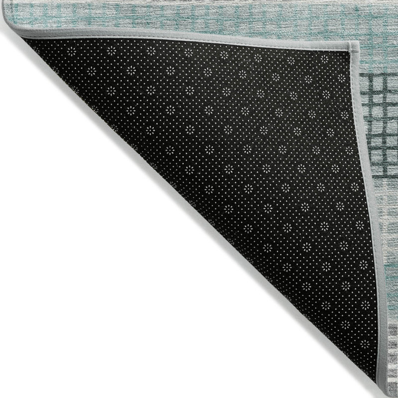 Tapis extérieur lavable rayé bleu sarcelle et ivoire 3 pi x 5 pi