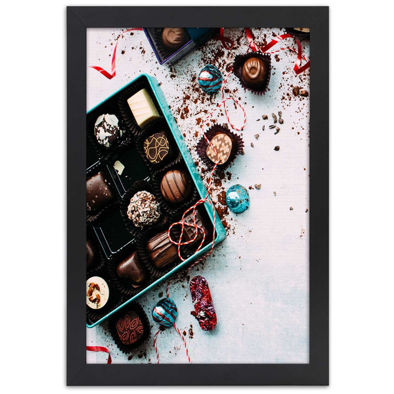 Chocolates, Sweets - Single Picture Frame Print, 100cm H x 70cm W, Black