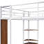 Lit mezzanine double en métal avec 2 tablettes et 1 bureau, blanc-46120728