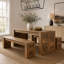 55" Dining Table Set,  Wooden Kitchen Table for 4-6 with 2 Benches-949391135