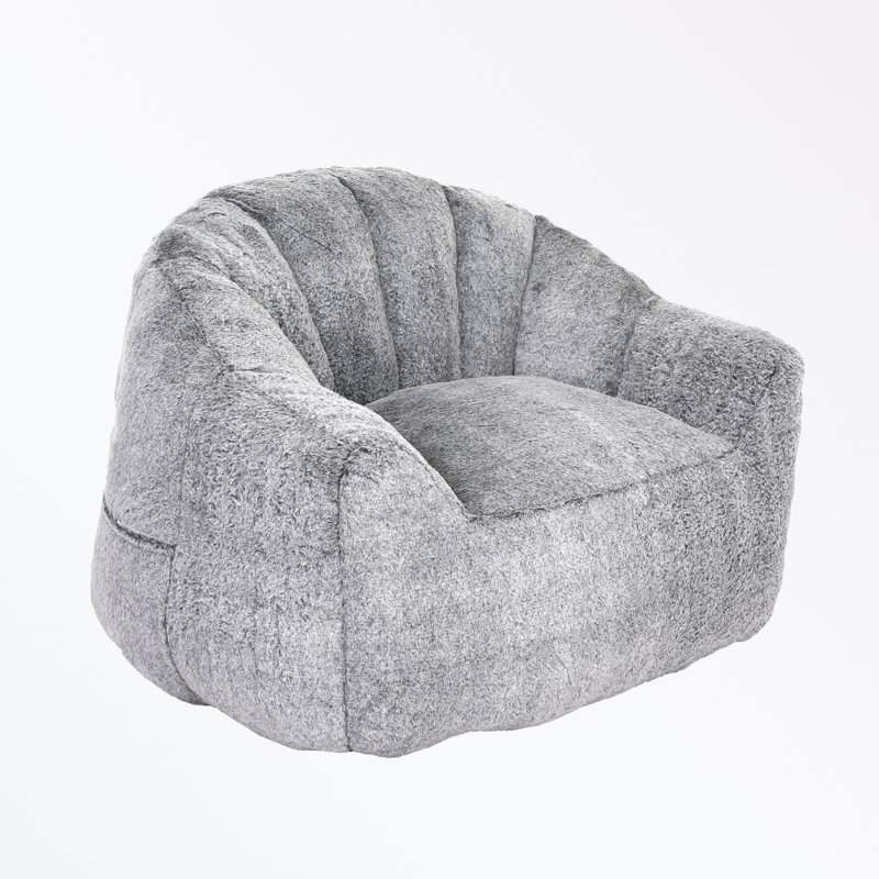 Accent Chair with Armrests and soft cushion, Dark Gray Faux Fur