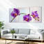 Ensemble de 3 tableaux muraux sur toile à motif floral d'orchidées violettes-2146258950