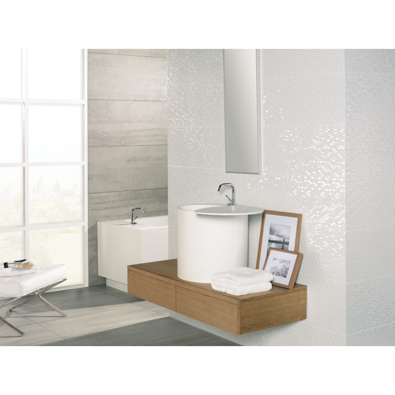 Artwork™ 12" x 35" Beveled Ceramic Metal look Tile, Gray