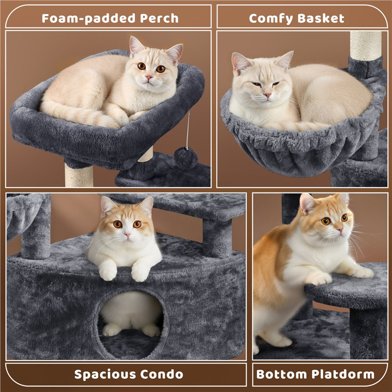 116.5cm H Cat Tree, Dark Grey