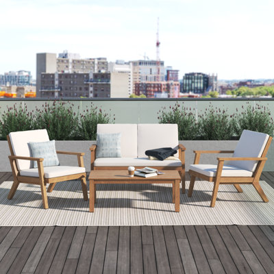 Isaacson 4 Piece Sofa Seating Group with Cushions