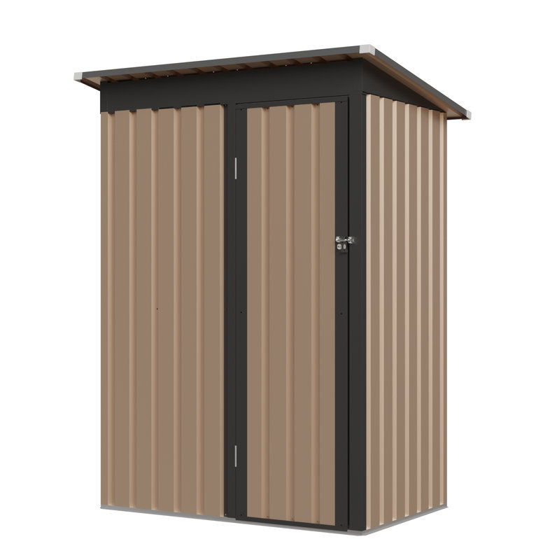 Abri de jardin en métal 4,27 pi x 2,42 pi 5 x 3 pi avec porte à charnière