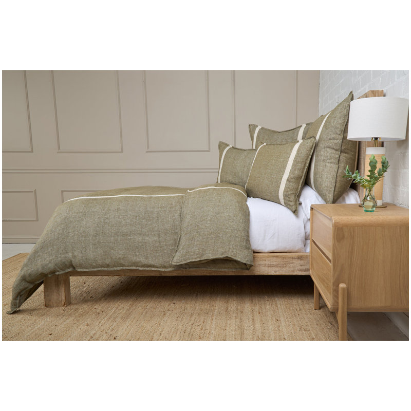 Taie décorative 100% lin Rory Herringbone, Standard, Vert