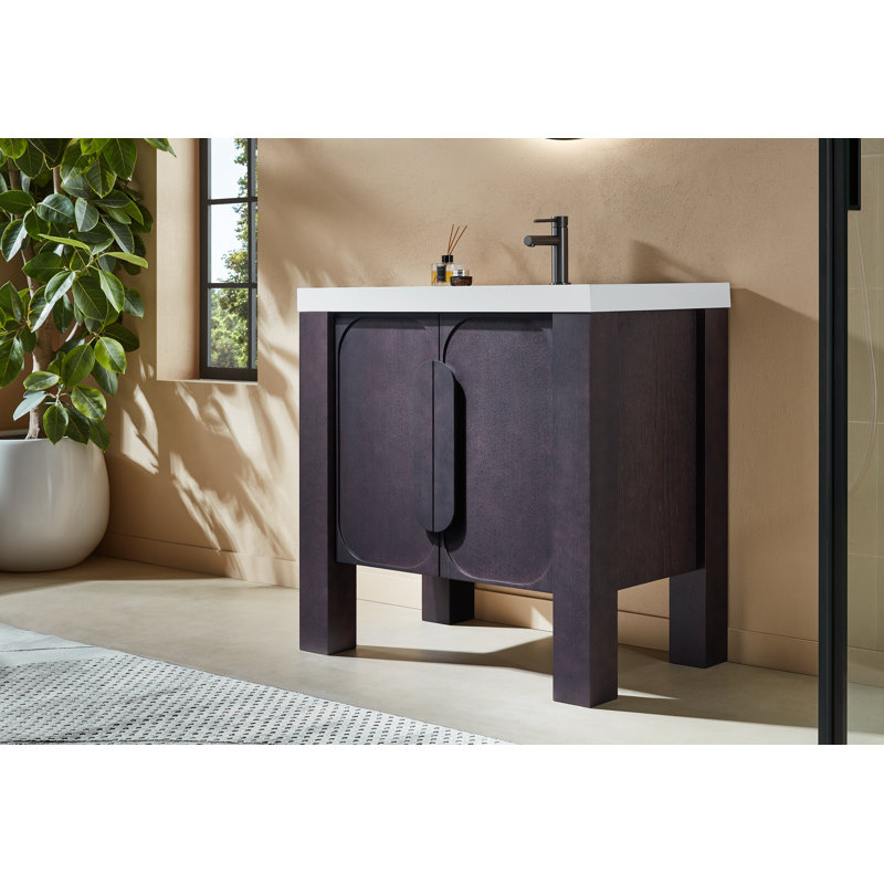 Meuble-lavabo simple 36 po Munich, Blanc, Espresso