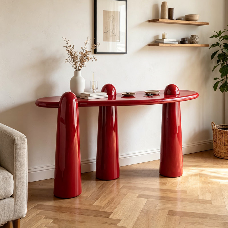 Console rouge avec art irrégulier