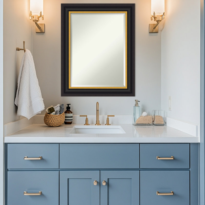 Miroir mural de salle de bain Sierra, 29,5 po x 23,5 po, Brun-noir