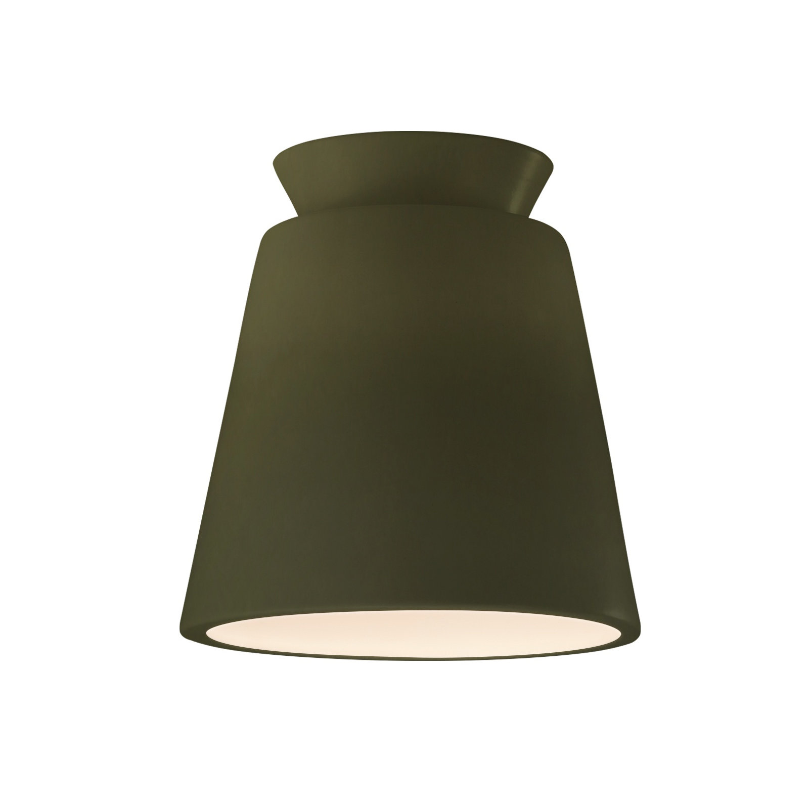 Logan Radiance - Trapezoid Ceramic Flush-Mount, Matte Green, Incandescent (Not Included)