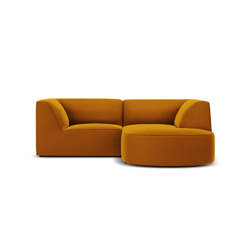 Adoraim 3 Seater Velvet Corner Sofa , Yellow, Right Hand Facing