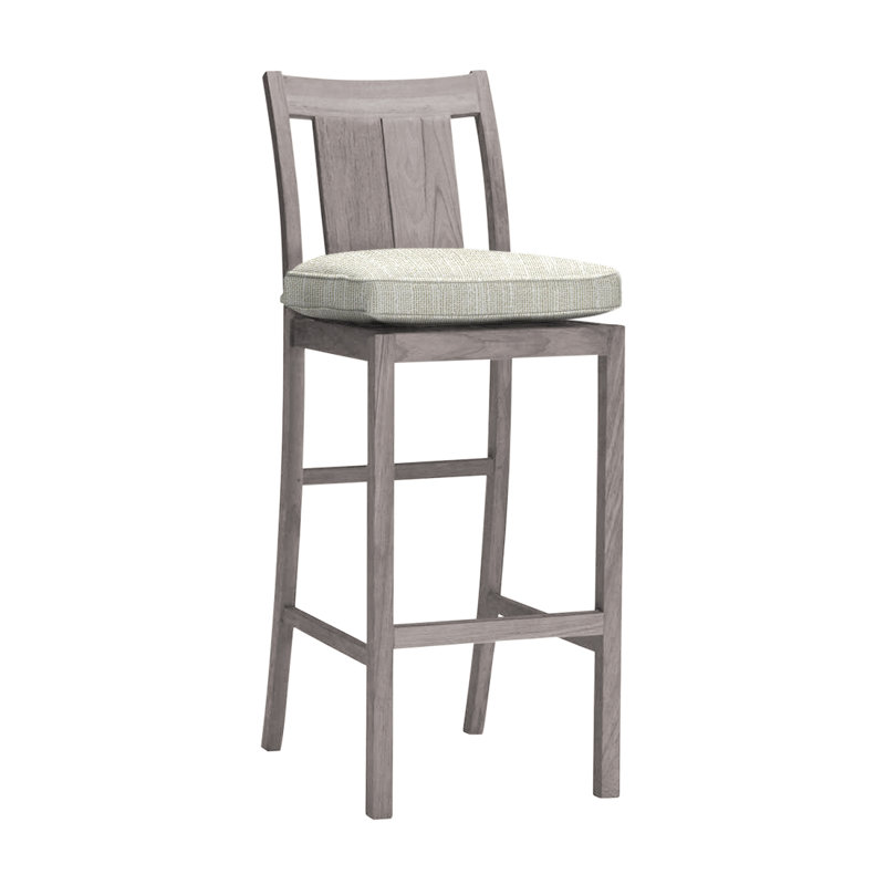 Tabouret de bar 30 po Croquet, InsideOut® Rollo ‑ lin Chambray, Welt, Huître teck