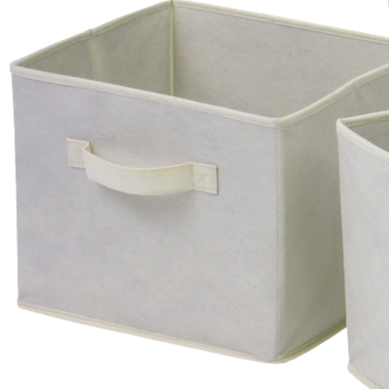 Foldable 6-Pc Fabric Decorative Storage Basket in Beige Finish, 8.78'' H X 10.9'' W X 10.01'' D, 6, Beige
