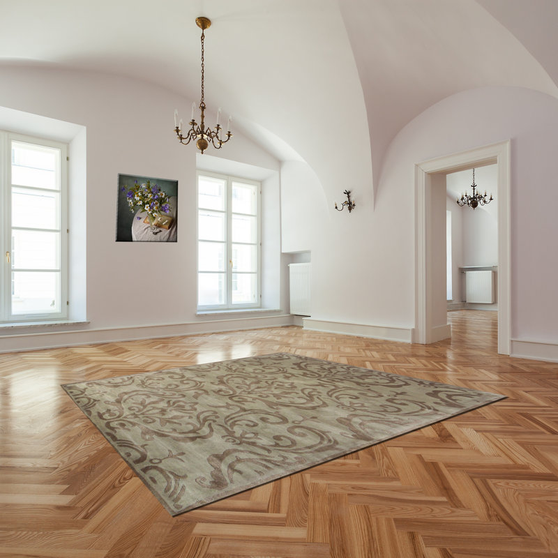 Tapis beige touffeté à la main Sneed, Rectangle 8 pi x 11 pi