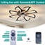 Ventilateur de plafond monobloc de 32 pouces en ABS noir avec lumière, télécommande et moteur CC silencieux