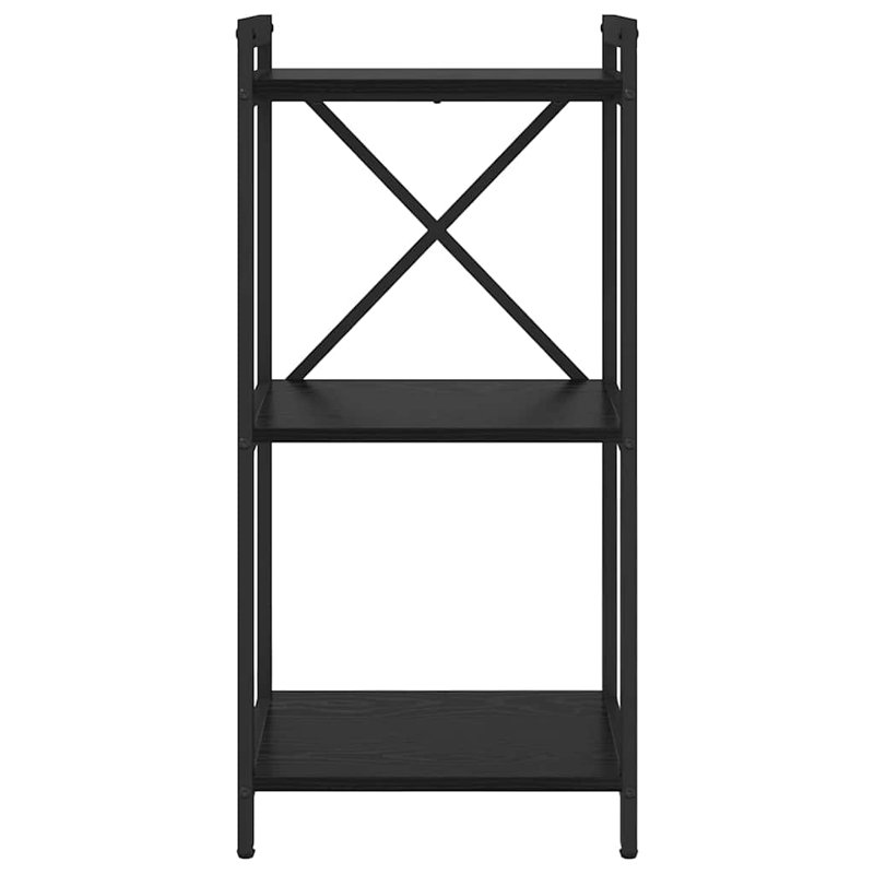 Steel Bookcase, (3 Shelves) 83cm H x 40cm W x 30cm D, Black