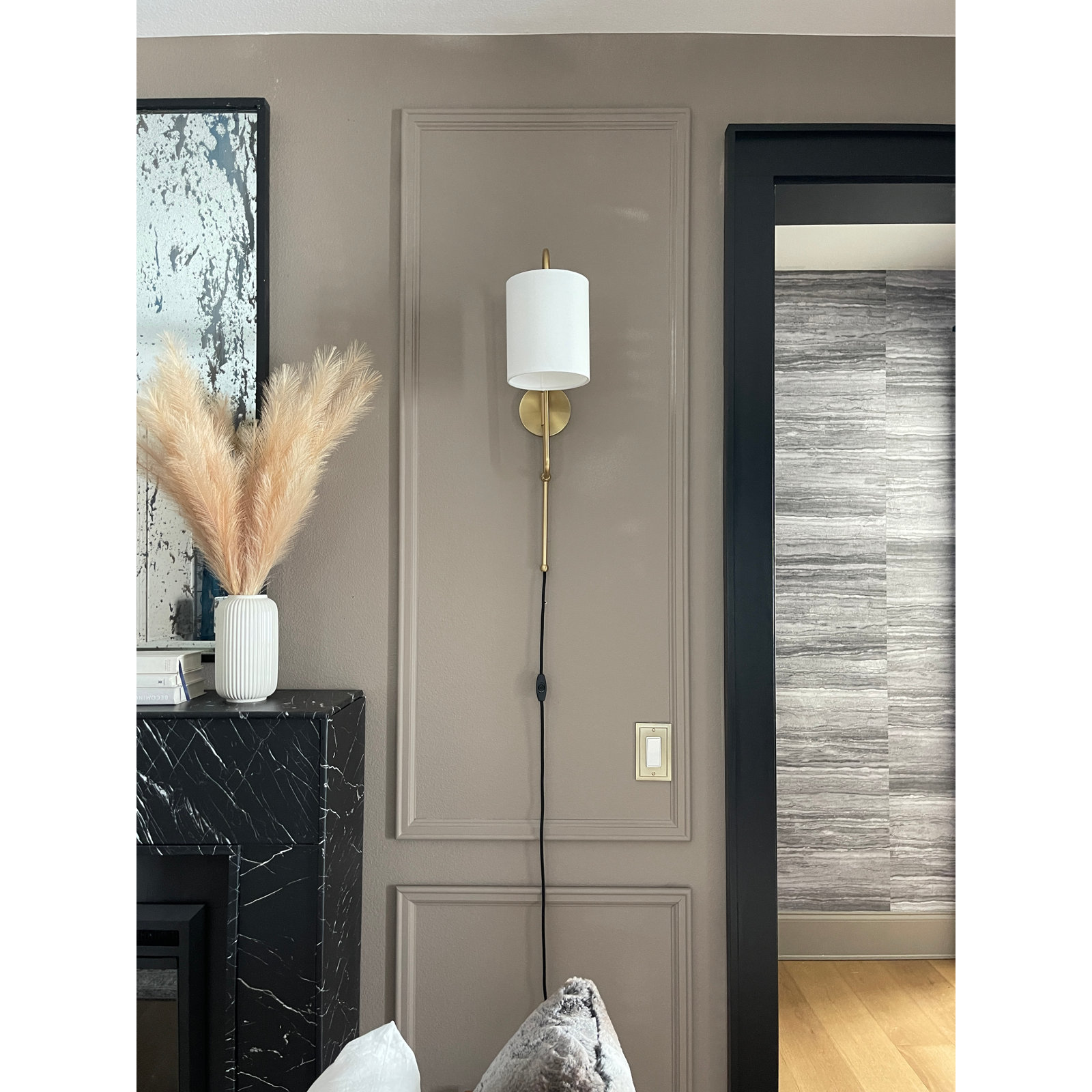 Nolah Single Light Dimmable Plug-in Wallchiere, Aged Brass