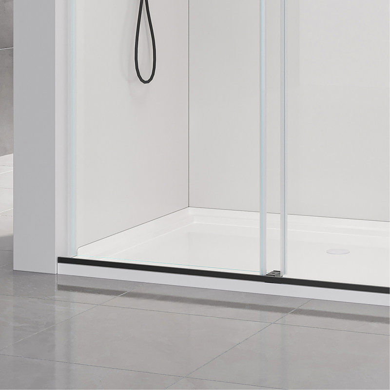 56-60*76 INCH Double Sliding Frameless Soft-Close Shower Door with Premium  (8mm)Thick Tampered Glass and Easy-Cleaning Coating In Matte Black