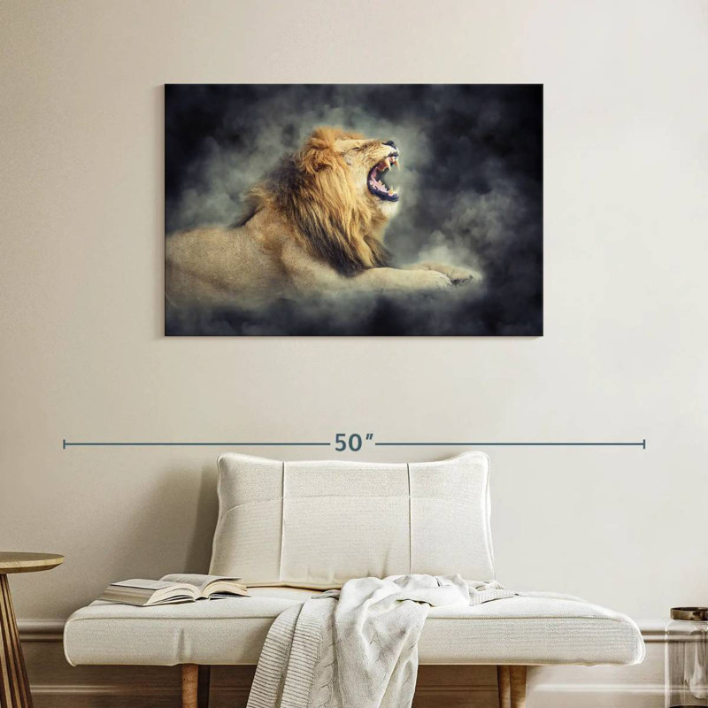Lion sauvage brumeux Brampt, H 26 po x l 39 po