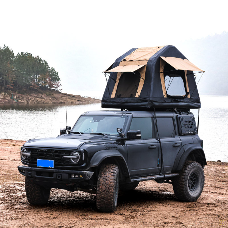 Foldable 2-3 People Amphibious Inflatable Car Roof Top Tent For Camping Outdoor Glamping Camping Tent For SUV,Truck( Without Ladder, Two-Tone Style)