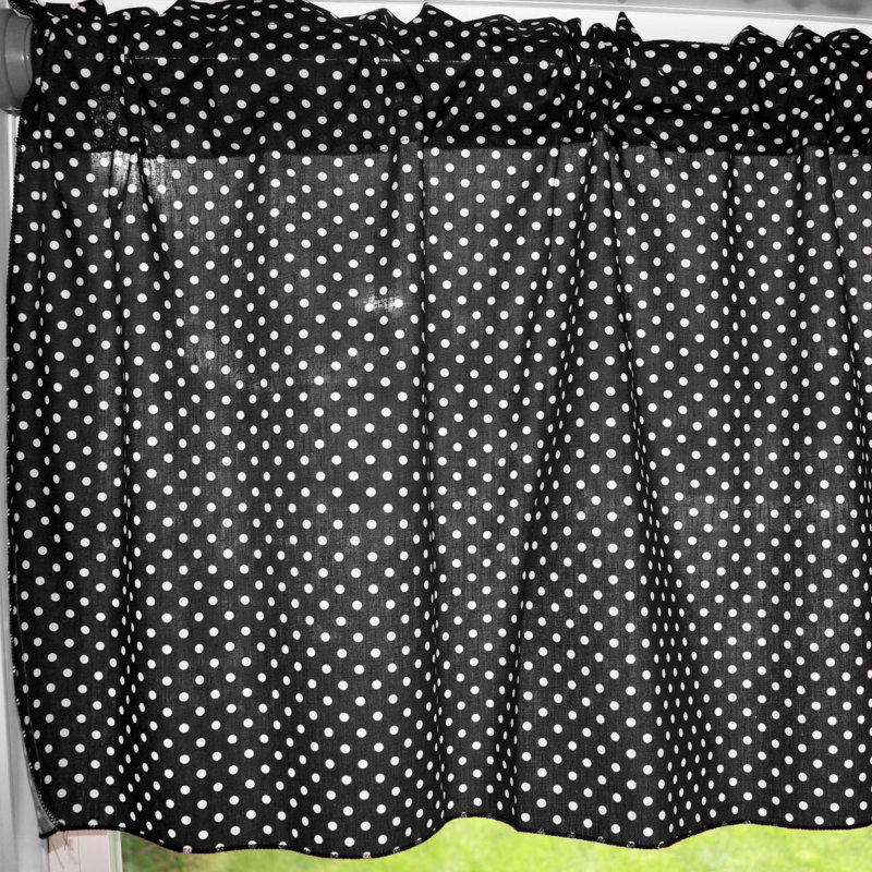 Cantonnière à mini pois, Blanc / noir, L 58 po x L 16 po