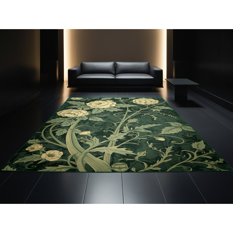 Tapis floral doux et moelleux Eilerman, Rond 8 pi