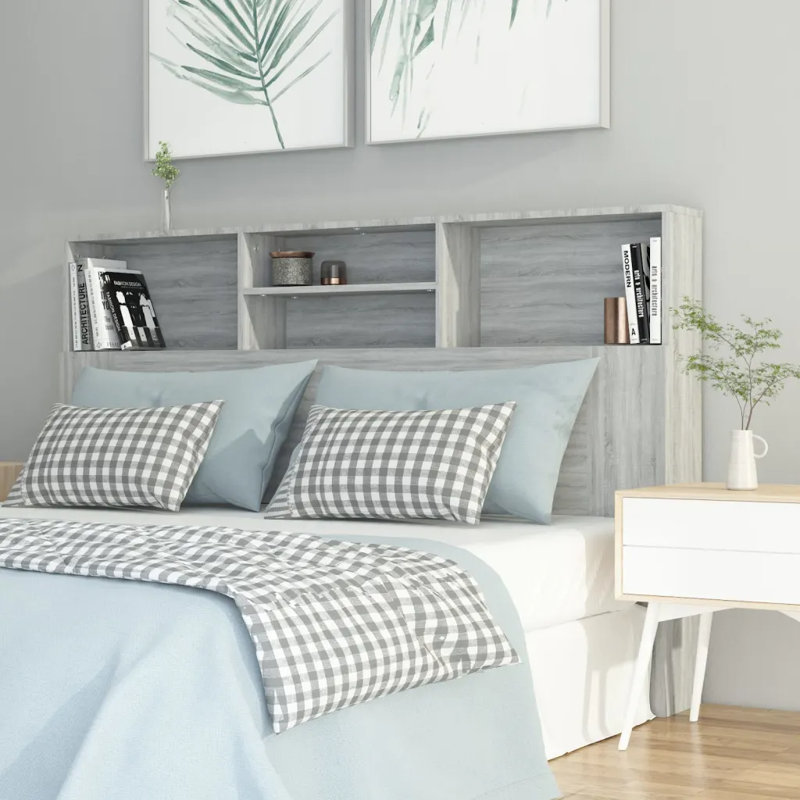 Melby Headboard Cabinet, Grey Sonoma, King (5')