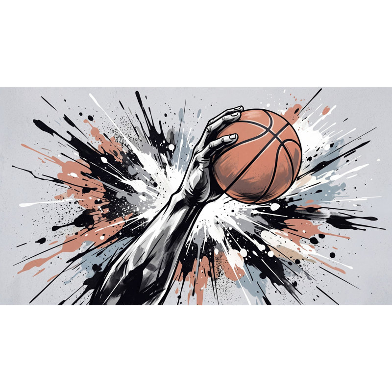 Papier peint basket-ball, art urbain urbain, 160 po x 108 po, Non tissé