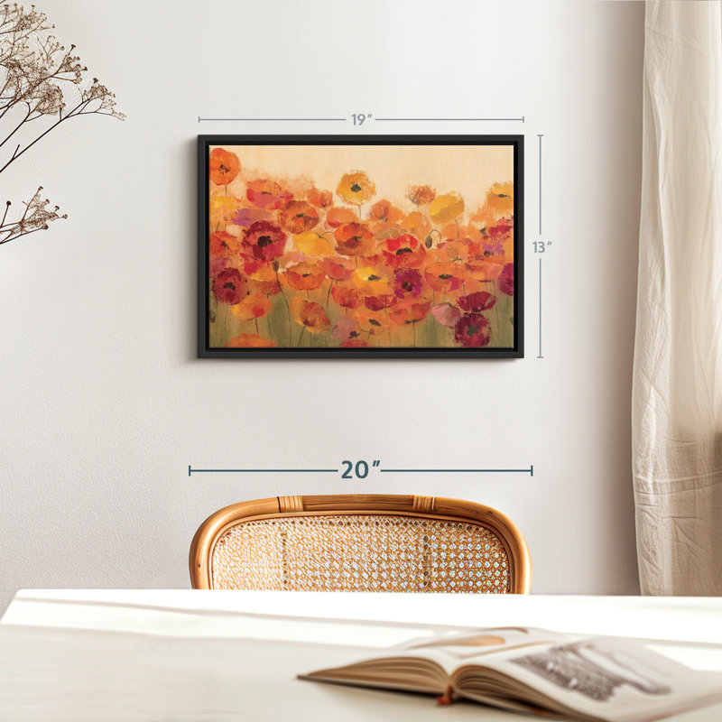 Abstrait "Coquelicots d'été", H 19 po x l 13 po