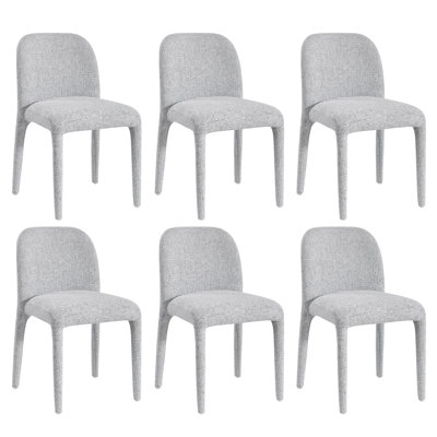 Chaise rembourrée moderne en tissu neutre à dossier courbé
