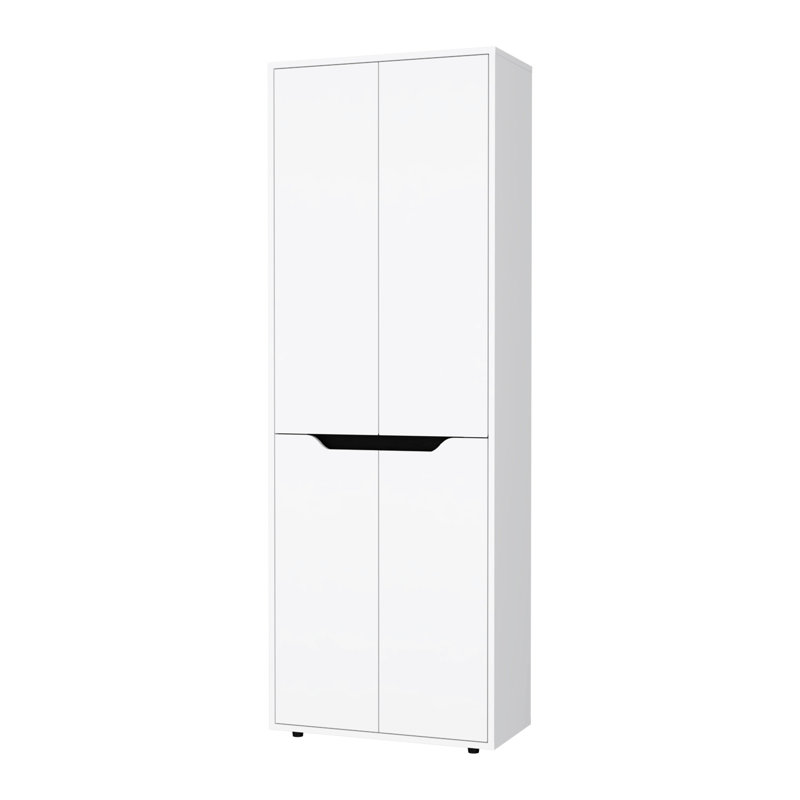 Garde-manger blanc à 5 tablettes avec deux armoires - Fabrication en bois pour rangement fonctionnel