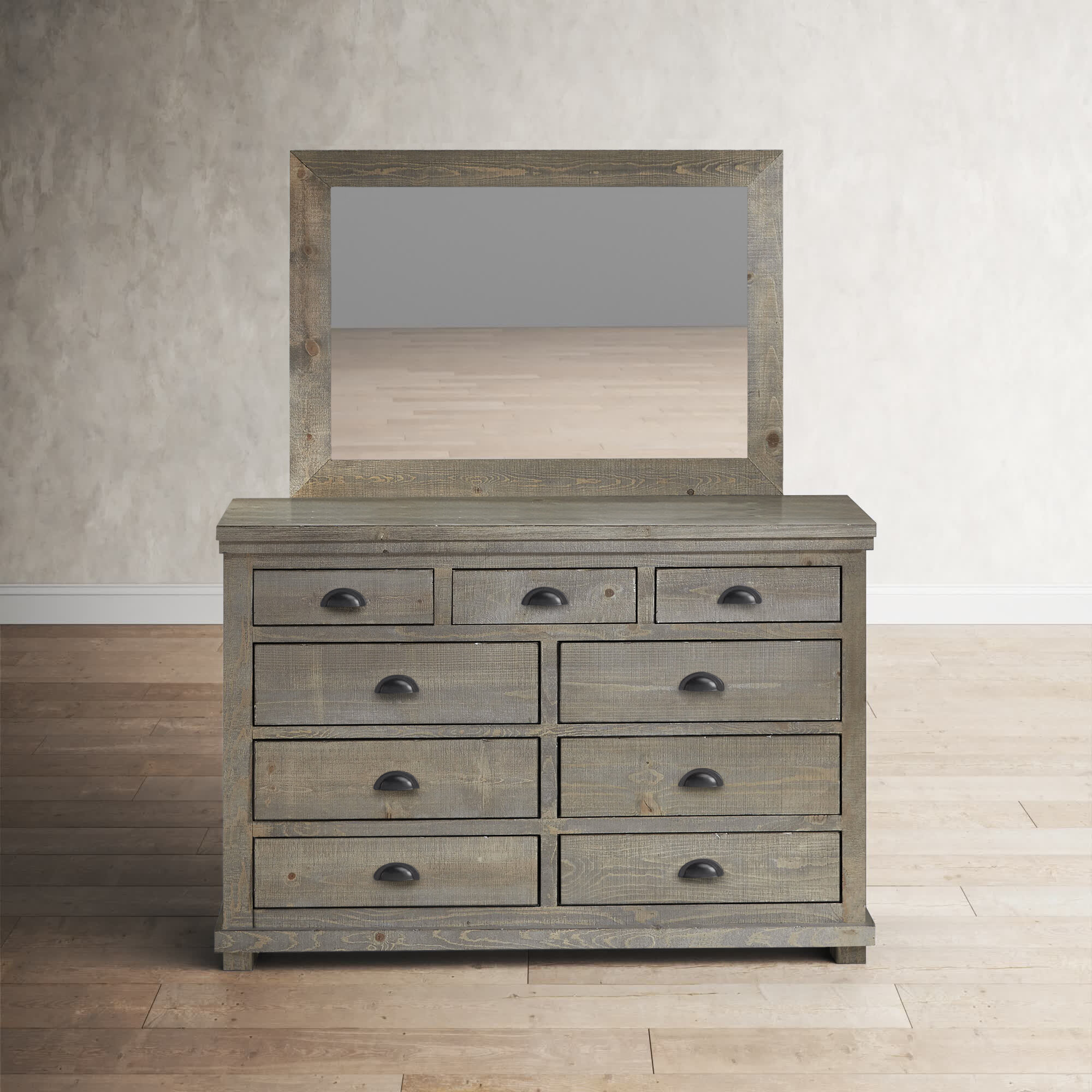 Stratton 9 Drawer Dresser with Mirror Sand & Stable