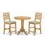 Ensemble de salle à manger 3 pièces à hauteur de comptoir pour petits espaces comprenant une table ronde en bois avec piédestal et 2-110003817-129846032