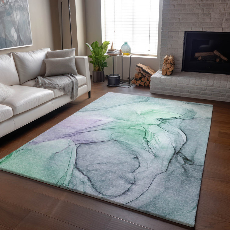 Premium Machine Washable Cerrito AMF502 Blue Rug