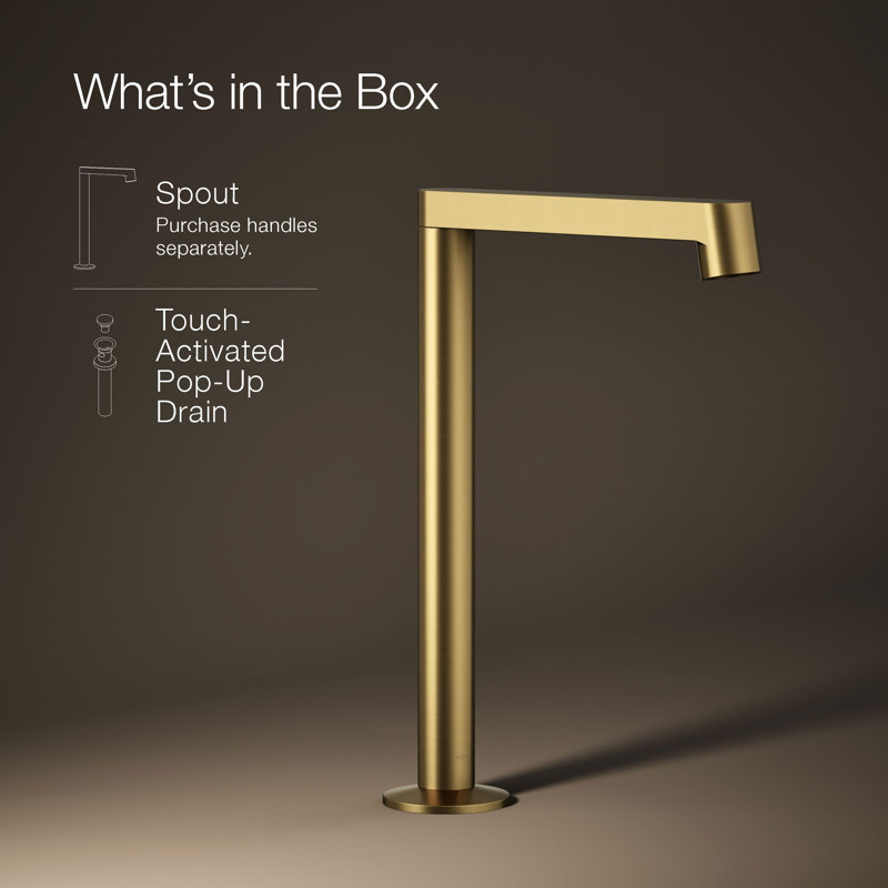 Components Tallbathroom Sink Spout with Row Design, Brushed Brass