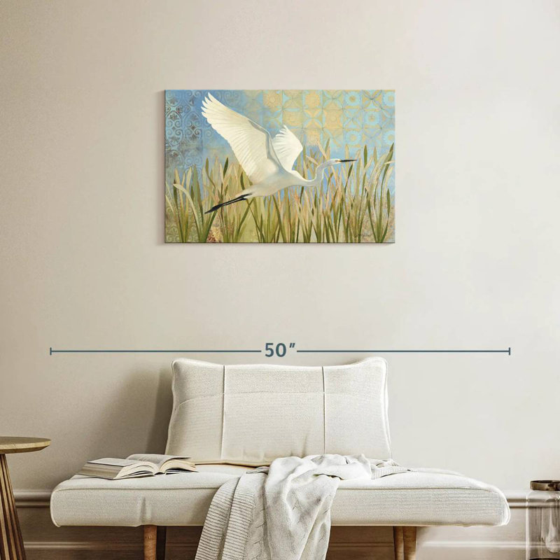 Snowy Egret In Flight, 20" H x 30" W
