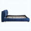 Cadre de lit plateforme tapissier en velours grand format, minimaliste moderne avec tête de lit segmentée moelleuse, bleu foncé