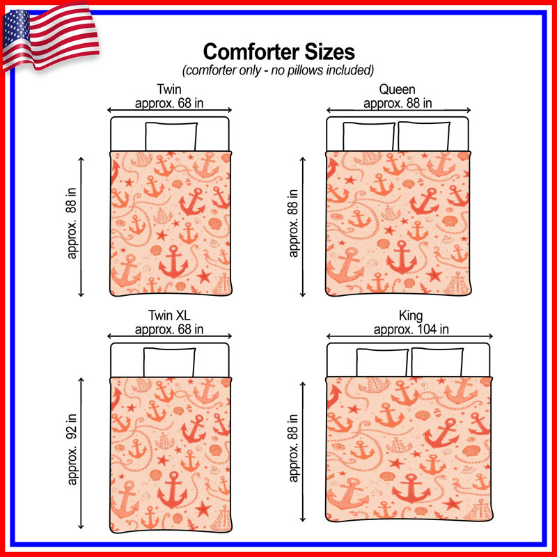 Anchor Rope Seashell Background Comforter, Twin Extra Long