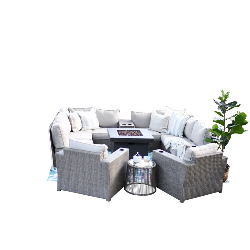 Luciano Wicker Fully Assembled Seating Group with Cushions All-weather outdoor conversation set