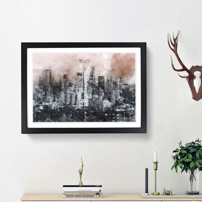 Seattle Washington Skyline in Abstract - Picture Frame Painting Print