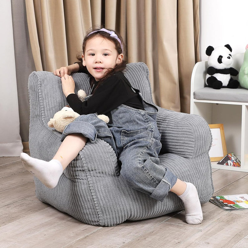 Fauteuil à billes - Gris - Taille pour tout-petit / Conception peluche / ours / Style confortable