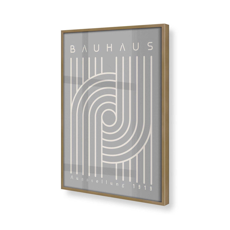 Bauhaus 1919, reproduction linéaire harmonisée, H 11,25 po x l 9,25 po x P 1,25 po, Papier avec cadre doré brossé