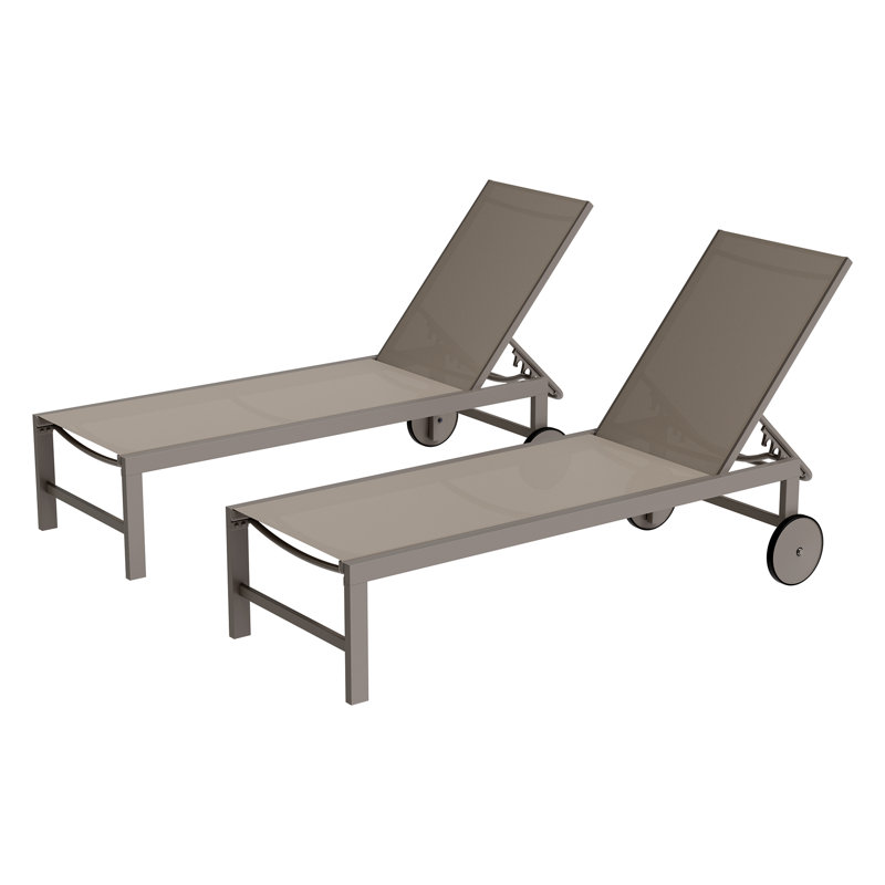 2-Piece Outdoor Chaise Lounge Set, Tan