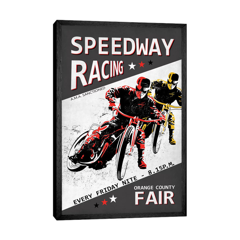 Speedway Racing OC Fair by Mark Rogan - Print on Canvas, 66.04cm H x 45.72cm W x 3.81cm D, Black Framed