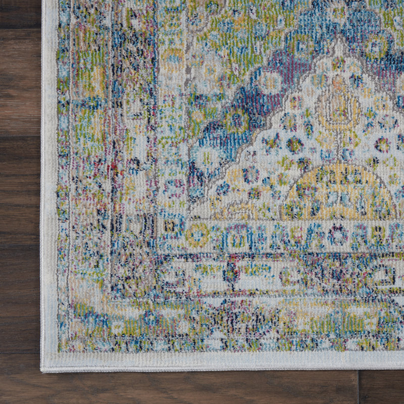 Tapis bleu d'inspiration persane Raymond, Rectangle 2 pi x 4 pi