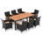 9 Pcs Patio Dining Set For 8 Large Conversation Set W/ Umbrella Hole Seat Cushion
