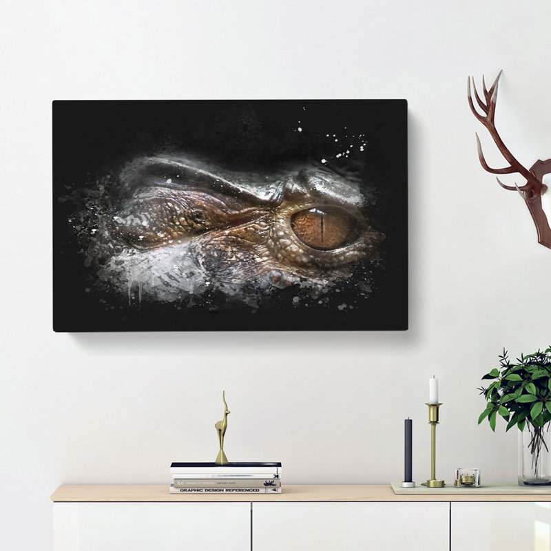 Alligator Watchful Eye - Wrapped Canvas Print, 60cm H x 91cm W x 3cm D