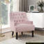 Chaise d'appoint traditionnelle en chenille rose avec revêtement en bois massif capitonné à boutons 1 pièce-570315290