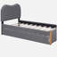 Lit plateforme simple tapissier avec pieds de support en bois et lit gigogne simple, gris